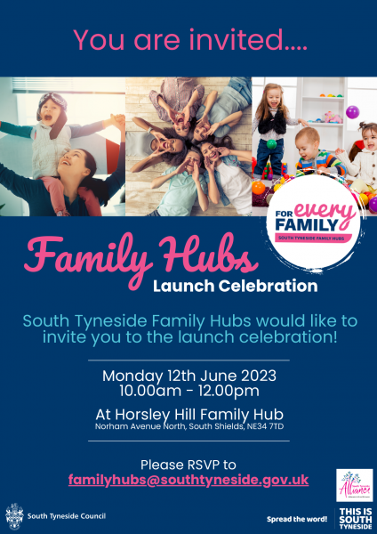 Family Hubs Launch Celebration Flyer