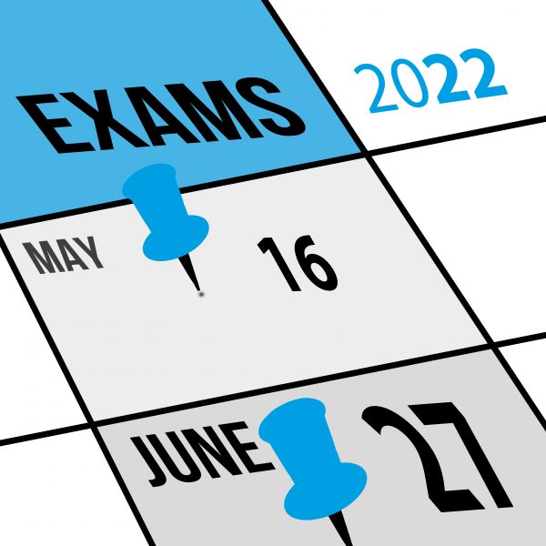 Exams pin on calendar 2022-01