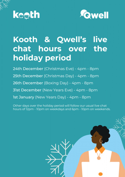 Kooth & Qwell Festive hours 2023