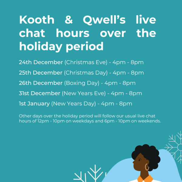 Kooth & Qwell Festive hours 2023