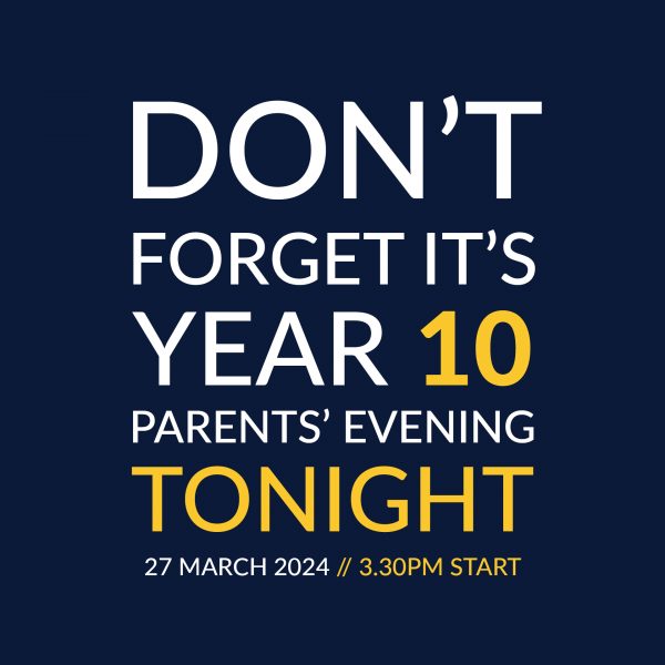 Y10 - Dont forget it's Parents' Evening Facebook Reminder 2024